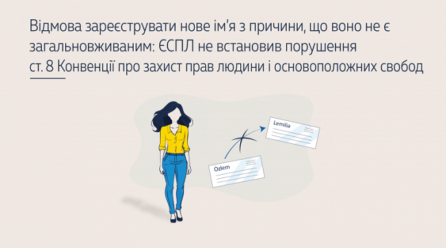 Відмова зареєструвати нове ім’я з причини, що воно не є загальновживаним: ЄСПЛ не встановив порушення ст. 8 Конвенції про захист прав людини і основоположних свобод