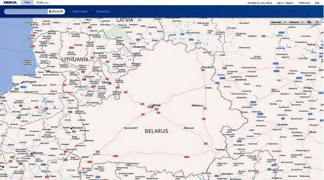 На картах Nokia Maps Беларусь оказалась «дырой» в центре Европы 