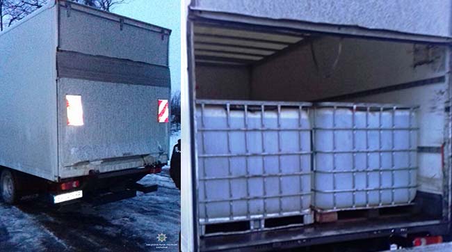 ​На виїзді з Могилів-Подільського поліцейські зупинили вантажівку з 10 тоннами контрабандного спирту