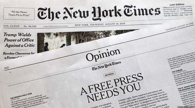 ​Американські ЗМІ редакційними статтями стали на захист свободи преси