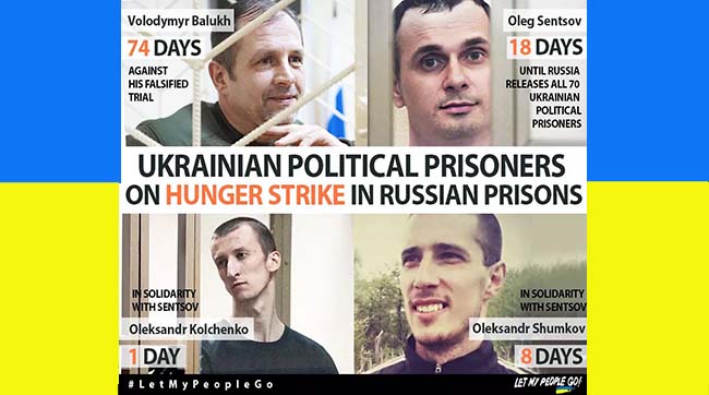 ​Четверо украинцев самоотверженно продолжают голодать в тюрьмах оккупанта