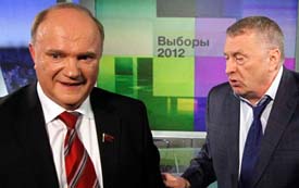 Кандидаты на пост президента Зюганов и Жириновский потребовали убрать Путина с телевидения